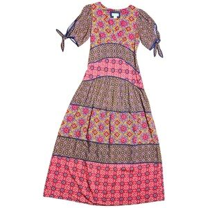 Maeve by Anthropologie Eder Tiered Tie Sleeve Rayon Floral Maxi Dress In Sz 2
